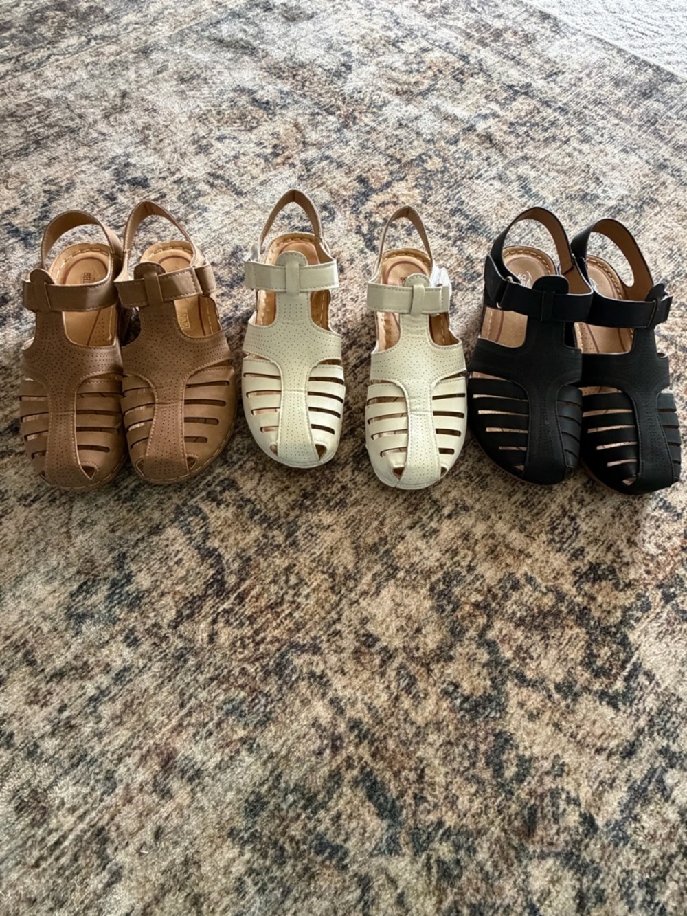 Women’s Closed-Toe Fisherman Wedge Sandals BUNDLE - Brown, Cream, Black